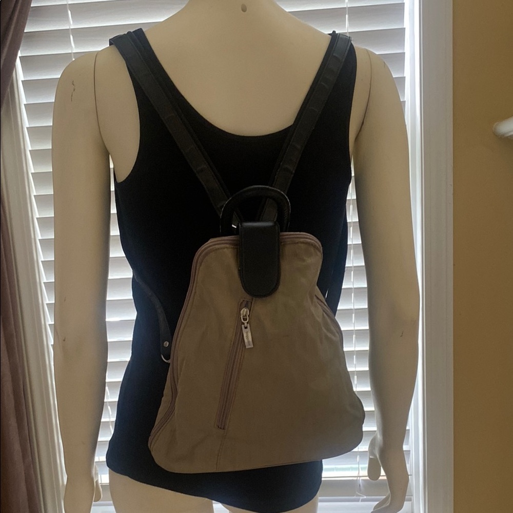Bagallini Tan Black Blue small stylish super lite Backpack